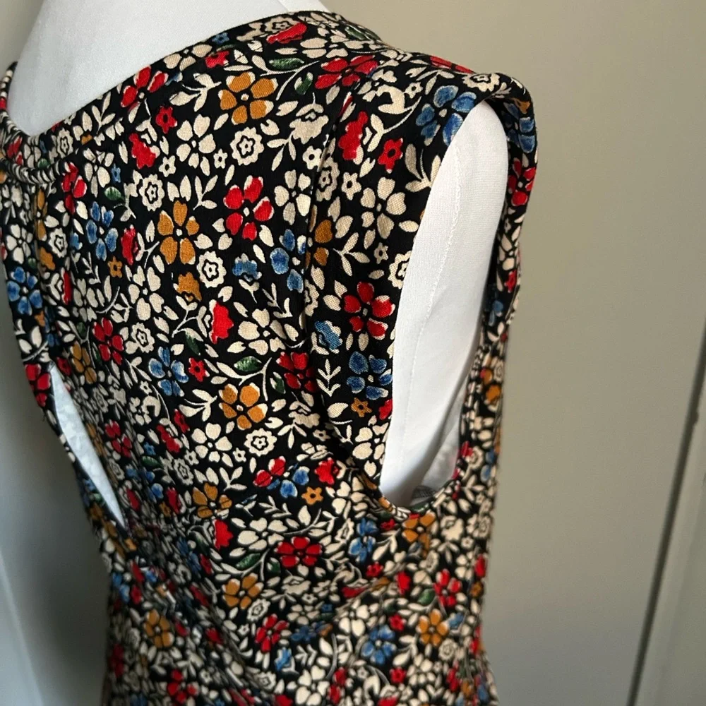 Maeve by Anthropologie Cap Sleeve Floral Print Tie Waist Back Wrap Blouse - Picture 8 of 14